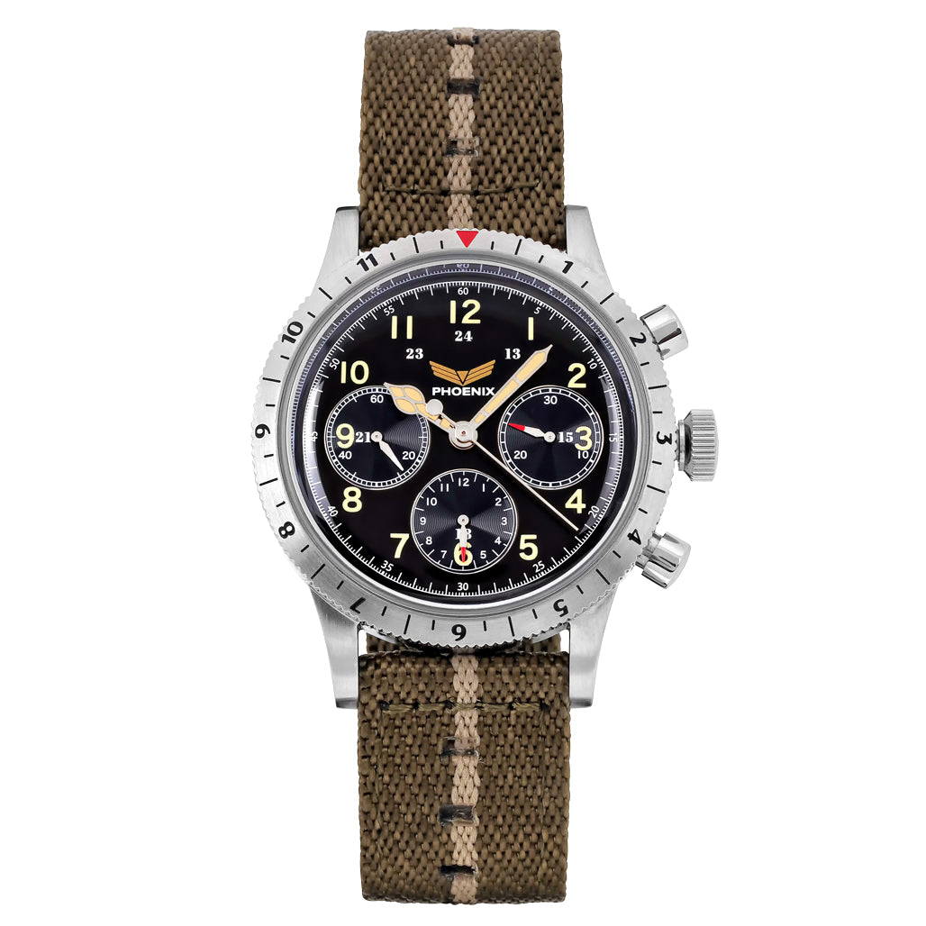 Phoenix Golden Eagle Tri-Compax Chronograph-Chronometer / Black Dial 40mm Stainless Steel