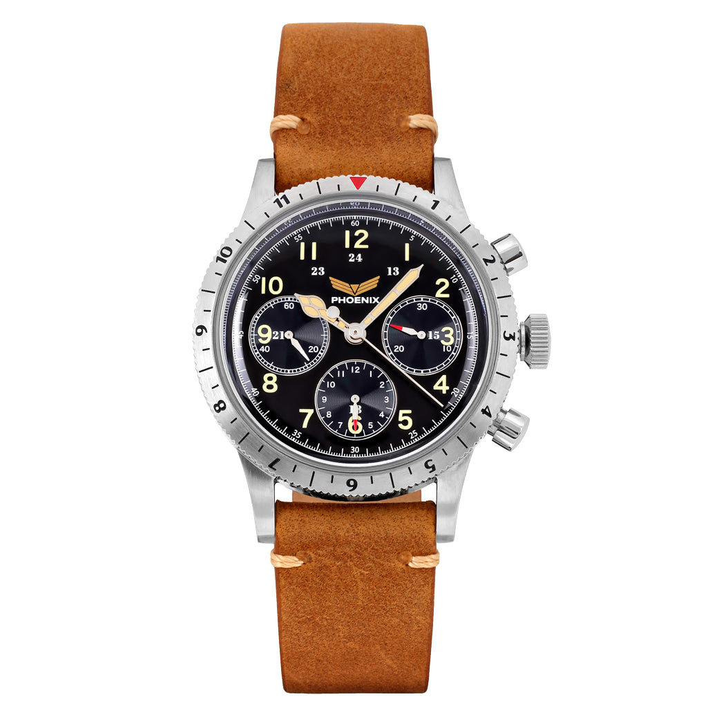 Phoenix Golden Eagle Tri-Compax Chronograph-Chronometer / Black Dial 40mm Stainless Steel