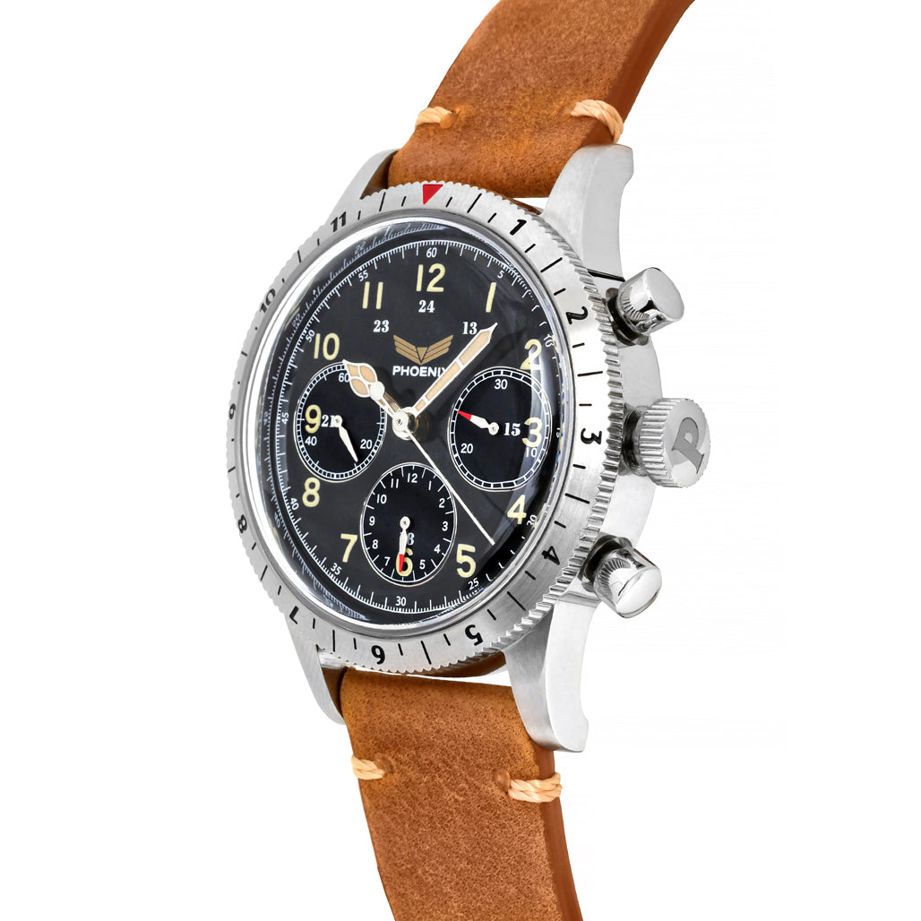 Phoenix Golden Eagle Tri-Compax Chronograph-Chronometer / Black Dial 40mm Stainless Steel