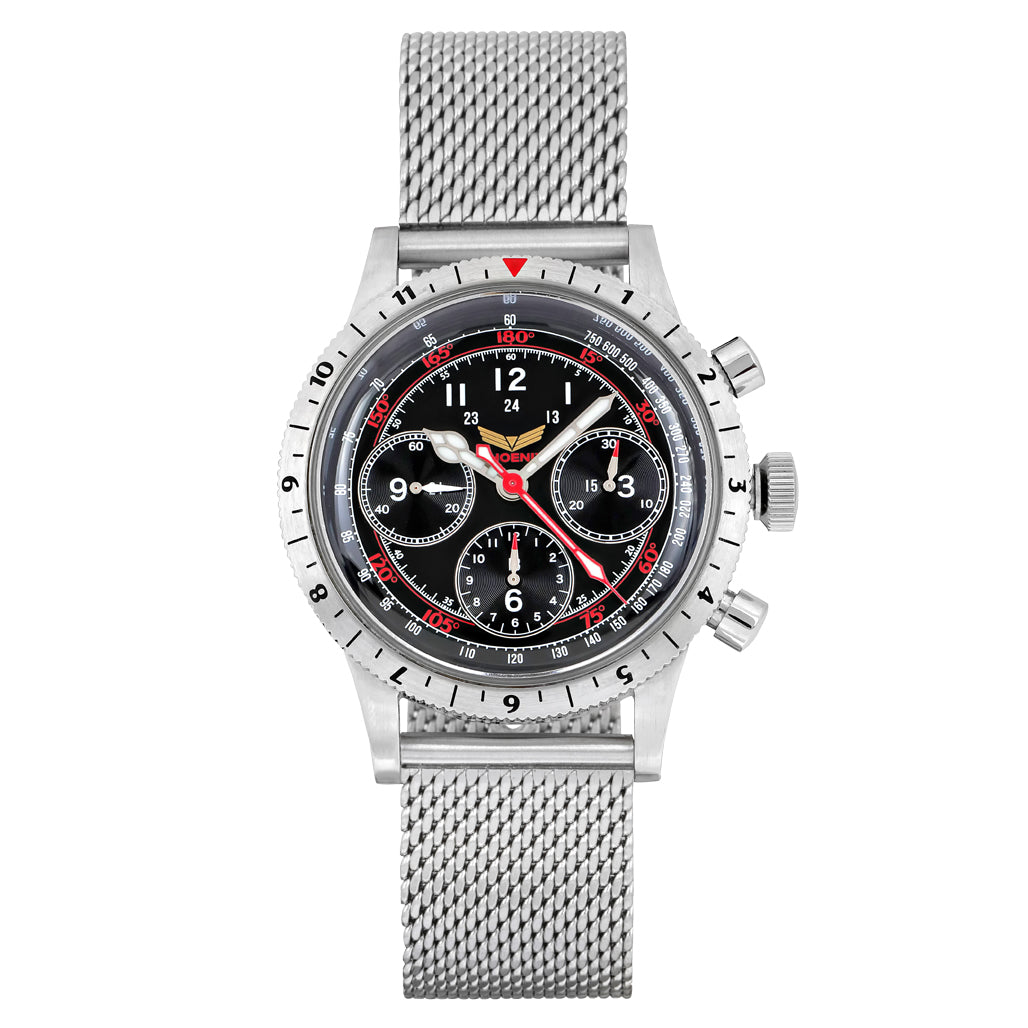 Phoenix Strike Eagle Tri-Compax Chronograph-Chronometer / Black Dial 40mm Stainless Steel